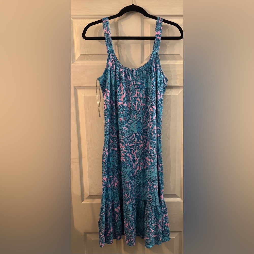 Lily Pulitzer Collins Knee Length Dress Bermuda Blue You Grown Girl Dress